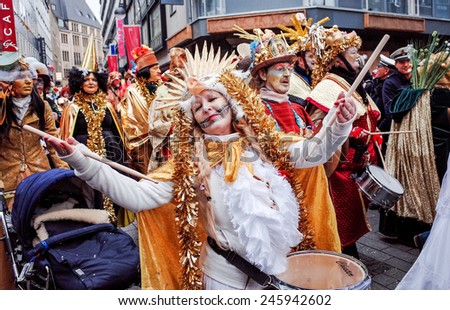 Cologne, North Rhine-March 3 : more than one million spectators on the streets.Carnival parade on March 3, 2014 in Cologne,Germany.
