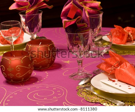 Luxury table set of a dinner - Wine glasses on the table