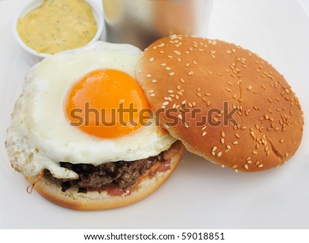 American burger with egg