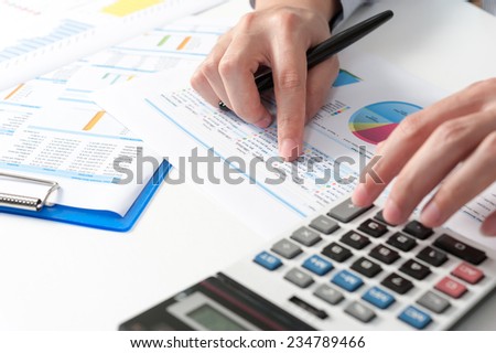 Businessman show analyzing report, business performance concept