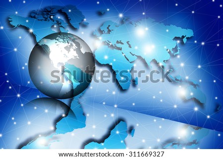 Globalization concept, image of world map with connecting dots