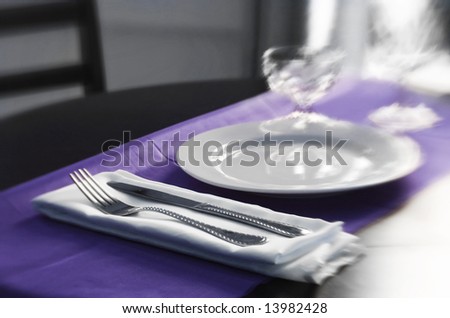 An upscale table setting with special focus and color