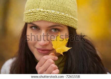 pretty girl and gold leaf