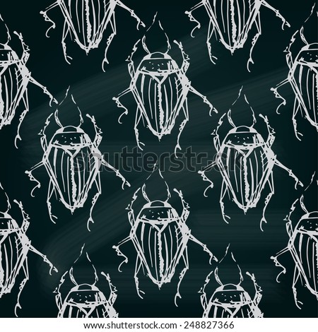 Seamless blackbord pattern with bugs. Insects background. EPS 10 vector 