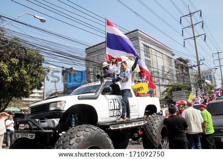 BANGKOK-JAN 13:Unidentified Thai protesters for \