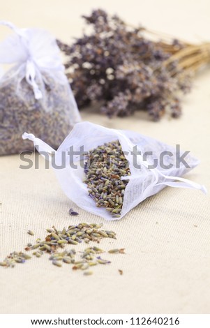 Lavender seeds in small bags
