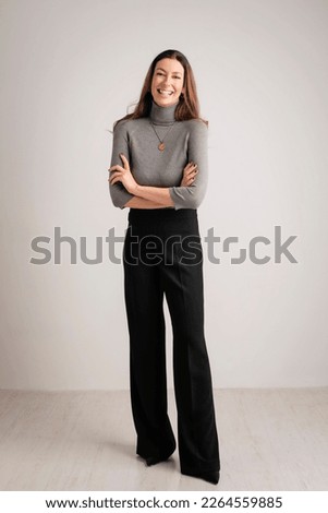 Similar – Image, Stock Photo Gray-haired lady wearing black hat