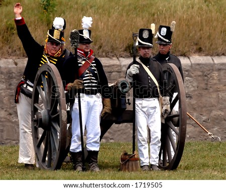 An American artillery crew prepares to fire during a re enactment of a War of 1812 battle at Fort Erie, Ontario, Canada, August 12/2006.