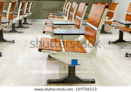 Empty seats at the train in waiting area (in a terminal station of Japan)