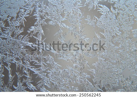 Close up of ice crystals at a windows