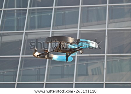 HANOVER, GERMANY, 20 MARCH 2015 - Drone displayed at CeBit, the biggest trade fair for information technology in the world.