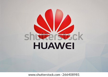 HANOVER, GERMANY, 20 March 2015 - Logo of Huawei displayed during CeBit, the largest IT trade show in the world.