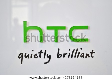 HANOVER, GERMANY, 20 March 2015 - Logo of HTC displayed during CeBit, the largest IT trade show in the world.