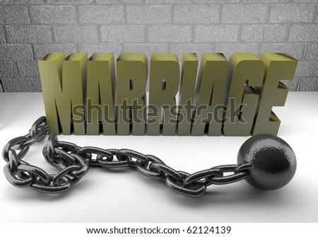 Marriage Prison/Digitally rendered scene with ball and chain