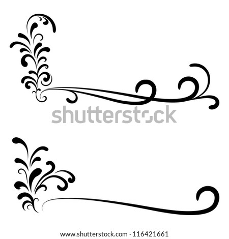 Abstract Floral Corners, Design Elements Isolated On White. Vector ...