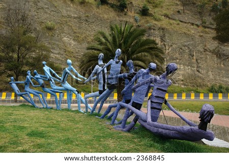 the monument to pulling people. quito. ecuador. south america