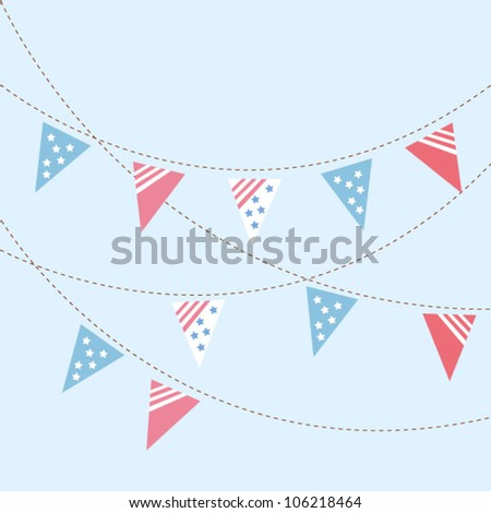 American flag bunting for July 4th, Labor Day in the usa Holiday