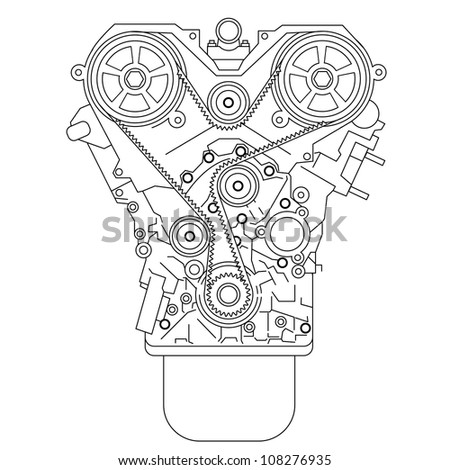 Internal Combustion Engine, As Seen From In Front. Illustration ...