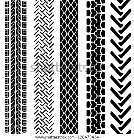 Set of detailed tire prints, vector illustration