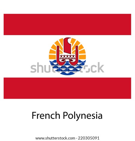 Flag  of the country  french polynesia. Vector illustration.  Exact colors. 