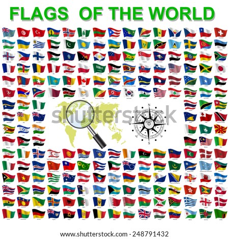 Set of Flags of world sovereign states. Vector illustration.