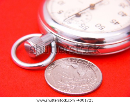 quarter dollar and stop-watch