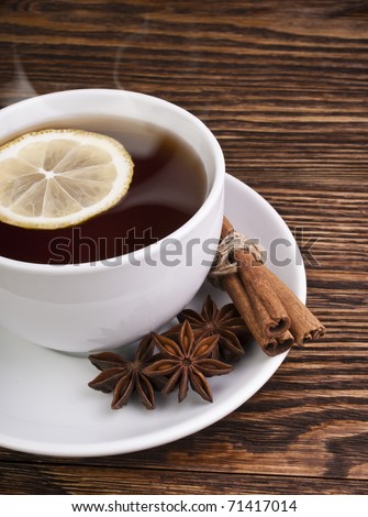 hot tea with lemon and evaporation