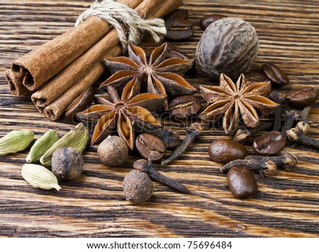 Cinnamon spice Sticks on wooden board close up