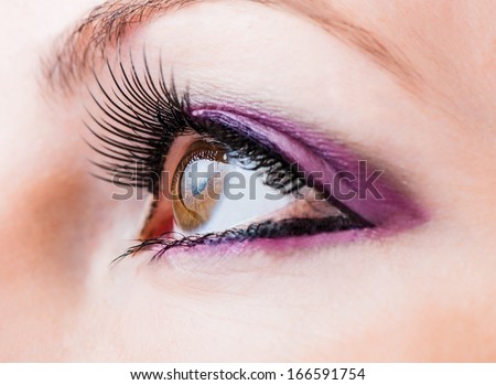 woman brown eye with false  extremely long lashes