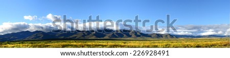 Panoramic view of the mountains and plains of northern New Mexico taken in the autumn