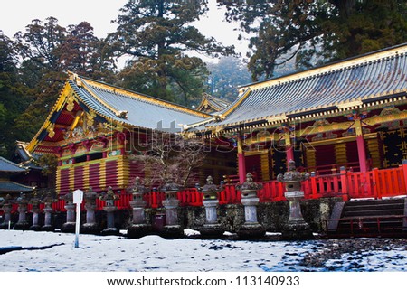 NIKKO, JAPAN - MARCH 24: Toshogu Shrine in Nikko, Japan on March 24, 2012. It was Built to enshrine Tokugawa Ieyasu in 1616. It is part of the \