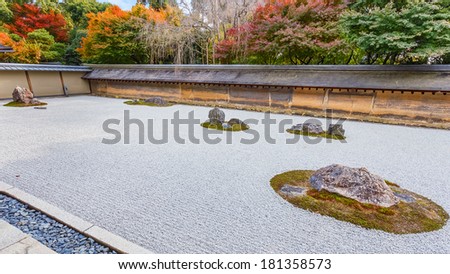 Zen Rock Garden at Ryoanji Temple in Kyoto
