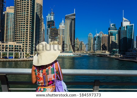 DUBAI, UAE - NOVEMBER 11: High rise buildings and streets nov 11. 2013  in Dubai, UAE. Dubai was the fastest developing city in the world between 2002 and 2008.
