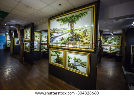 Nha Trang, VIETNAM, NOV 29, 2014: paintings in the museum of silk in Nha Trang. Vietnam
