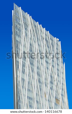 BARCELONA, SPAIN - SEPTEMBER 30: Diagonal 00 Telefonica Tower designed by  Enric Massip-Bosch won the LEAF PRIZE 2011 as Best Commercial Building of the Year on September 30th 2012 in Barcelona, Spain