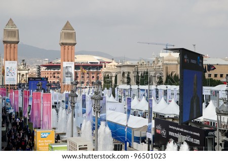 BARCELONA, SPAIN - FEBRUARY 26: Outdoor impression at the first day of the Mobile World Congress 2012, on February 26, 2012 in Barcelona, Spain