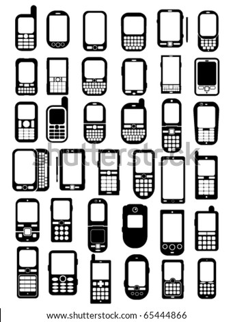 Cellphones and smartphones icons in vectors