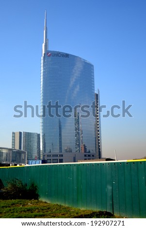 MILAN,ITALY-DECEMBER 5: skyscraper unicredit on December 5, 2013 in Milan Italy