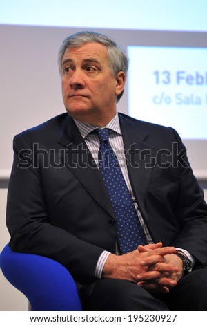 MILAN, ITALY - FEBRUARY 13: Antonio Tajani  Commissioner for Industry and Entrepreneurship at the conference at BIT, International Tourism Exchange Exhibition on February 13, 2014 in Milan, Italy