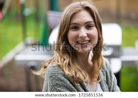 Similar – Image, Stock Photo Cute teenager girl with long and straight hair