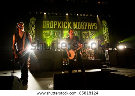 SEATTLE - JUNE 27:  Boston Massachusetts punk rock band the Dropkick Murphys perform on stage at the Paramount Theater in Seattle on June 27, 2011.