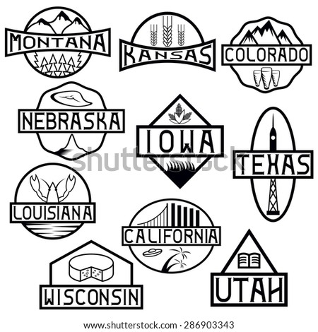 labels of states and landmarks of usa