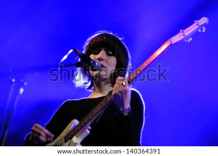 BARCELONA - MAY 24: Daughter band performs at Heineken Primavera Sound 2013 Festival on May 24, 2013 in Barcelona, Spain. Elena Tonra, singer, guitarist and songwriter of this English indie folk band.