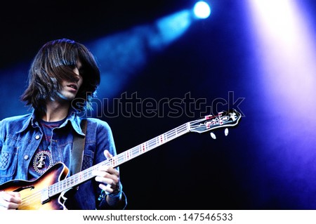 BENICASIM, SPAIN - JULY 18: Temples, a neo-psych group from the Midlands (England), concert at FIB (Festival Internacional de Benicassim) 2013 Festival on July 18, 2013 in Benicasim, Spain.