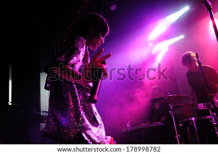 BARCELONA, SPAIN - DEC 1,2011: Cansei de Ser Sexy band performs at Music Hall