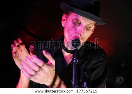 BARCELONA, SPAIN - FEB 4: Slim Cessna\'s Auto Club (American country music band) performs  at Sidecar stage on February 4, 2014 in Barcelona, Spain.