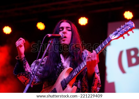 BARCELONA - SEP 23: Mariam the Believer (music band solo project of Mariam Wallentin) performs at Barcelona Accio Musical (BAM) La Merce Festival on September 23, 2014 in Barcelona, Spain.