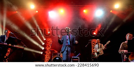 BILBAO, SPAIN - OCT 31: The Divine Comedy (chamber pop band) live performance at Bime Festival on October 31, 2014 in Bilbao, Spain.