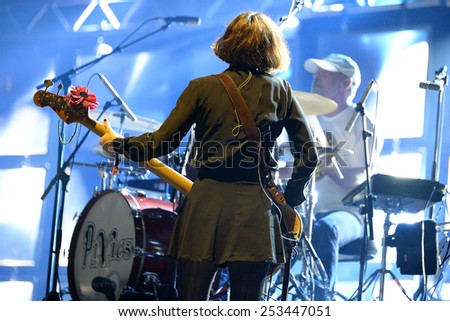 BARCELONA - MAY 30: Bass player of Pixies (alternative rock band) in concert at Heineken Primavera Sound 2014 Festival (PS14) on May 30, 2014 in Barcelona, Spain.