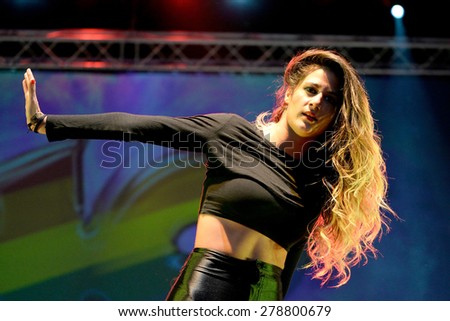 BARCELONA - MAY 23: Woman dances a choreography at the Primavera Pop Festival of Badalona on May 18, 2014 in Barcelona, Spain.